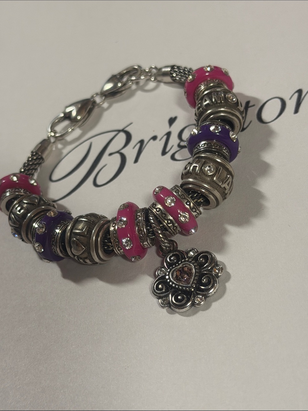 🆕🌸Brighton ‘LIVE LAUGH LOVE DREAM’ SWAROVSKI CRYSTAL CHARM BRACELET! GIFT IDEA!🎁